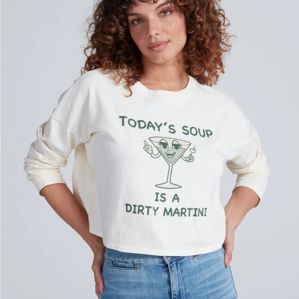 ASKK NY Martini Soup Cropped Long Sleeve NWT. Size XS